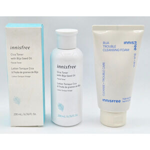Innisfree Cica Toner w/Bija Seed Oil 6.67oz & Bija Trouble Cleansing Foam 5.29oz